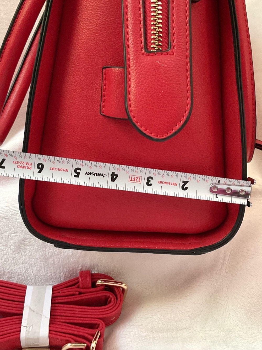 Red Structured Tote Bag Set Faux Leather Top Handle Crossbody Strap & Wallet - Picture 13 of 13